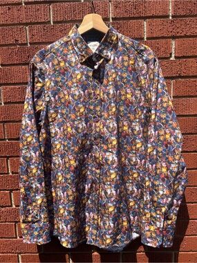 HAUPT 1926 Modern Fit Autumn Leaves Print Dress Shirt | 15.5 (39/40)